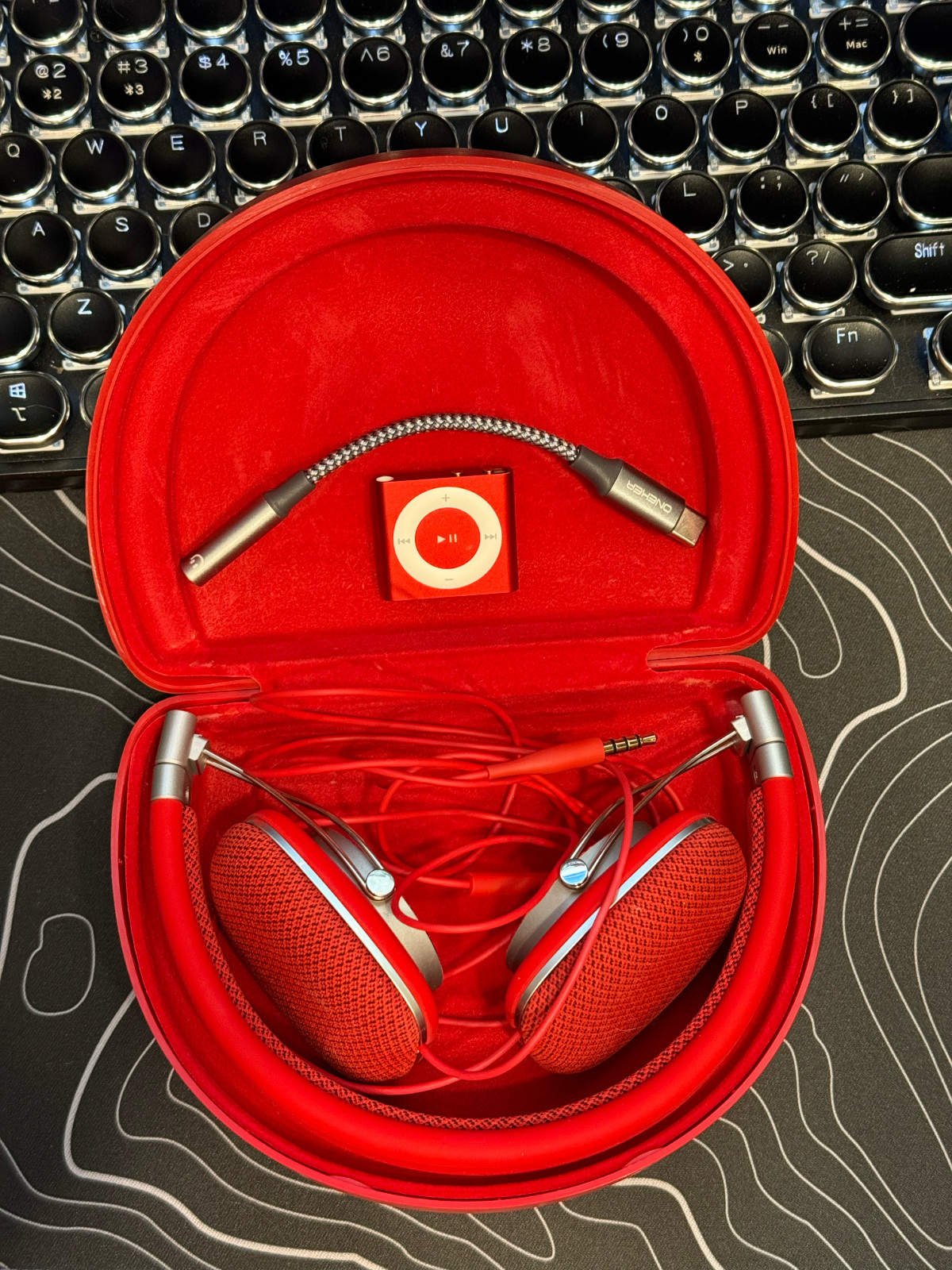 Bowers & Wilkins P3 Foldable Red Headphones with Hard Case, and Apple iPod Red