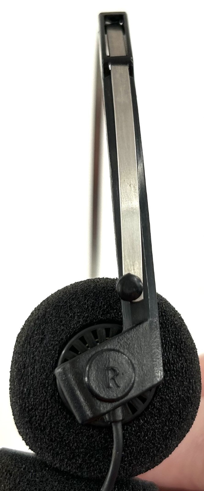 Vintage 1990s Generic Basic Corded Foam Headphones, Metal Frame, Black , Tested