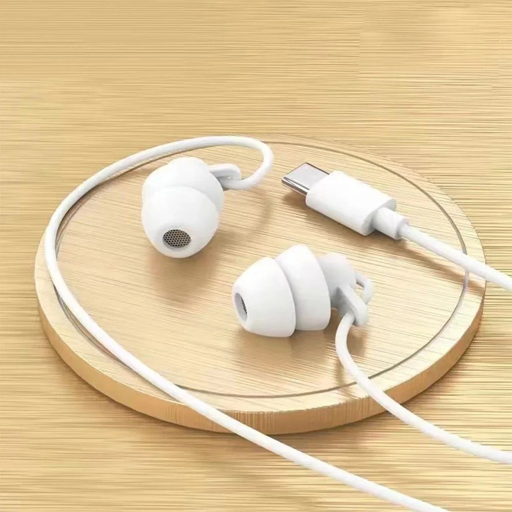 Silicone In-Ear Wired Earphones 3.5mm Type-C Headphones Handsfree With Mic & Con