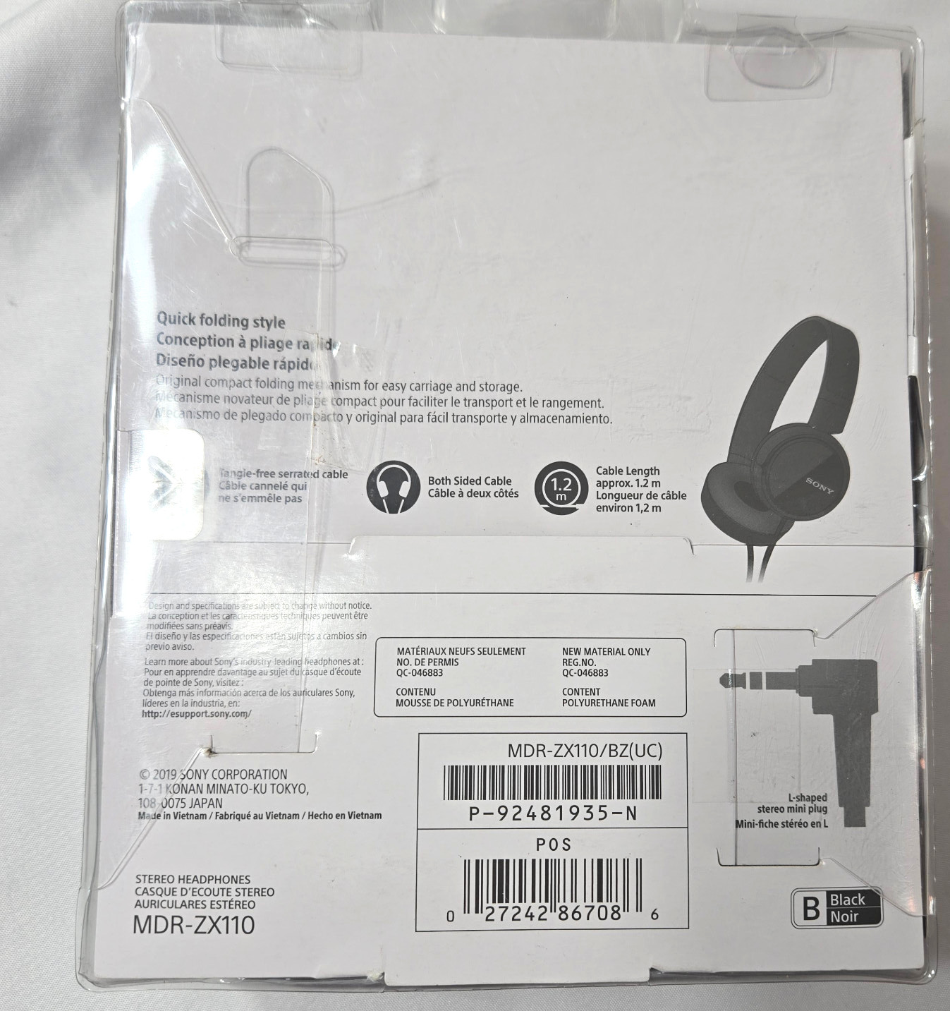 Sony MDR-ZX110 Headphones Black Wired On-Ear New In Box