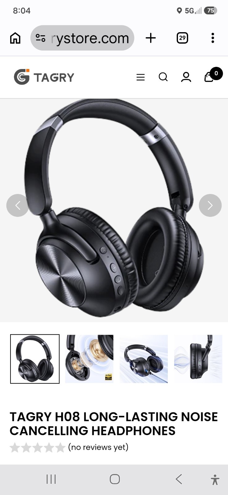 Tagry H08 Long Lasting Noise Canceling Headphones -New