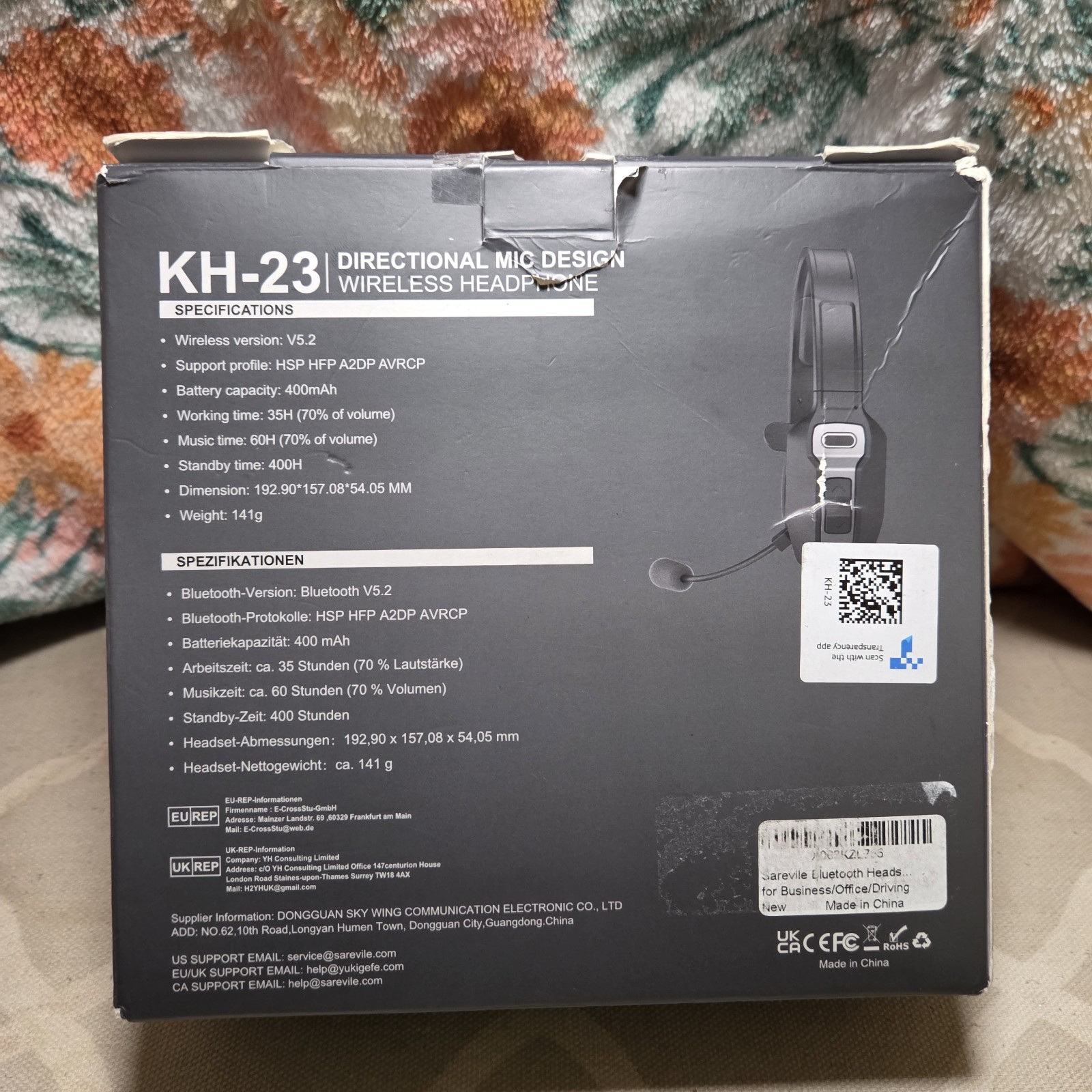 KH – 23 Directional Mic Design Wireless Headphones Open Box Tested