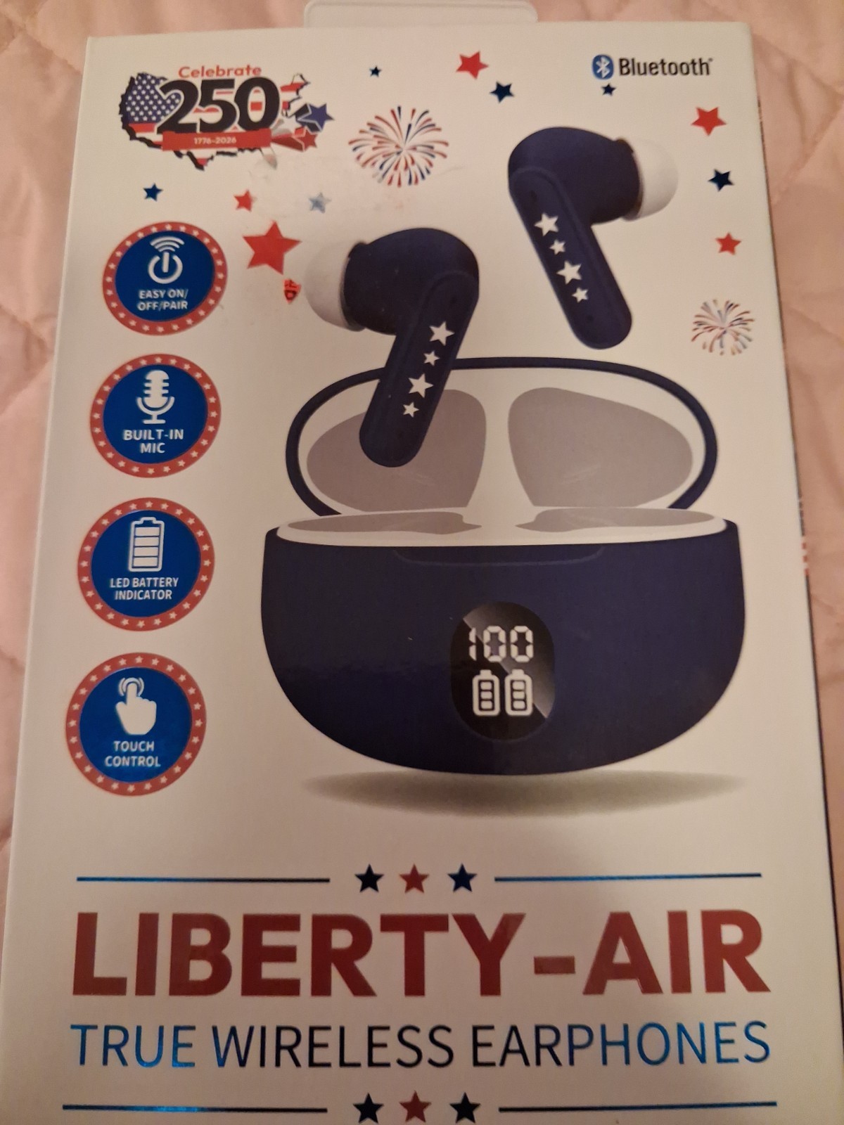 LIBERTY-AIR True Wireless Bluetooth In-Ear Earbuds Mic Touch Control Blue/White