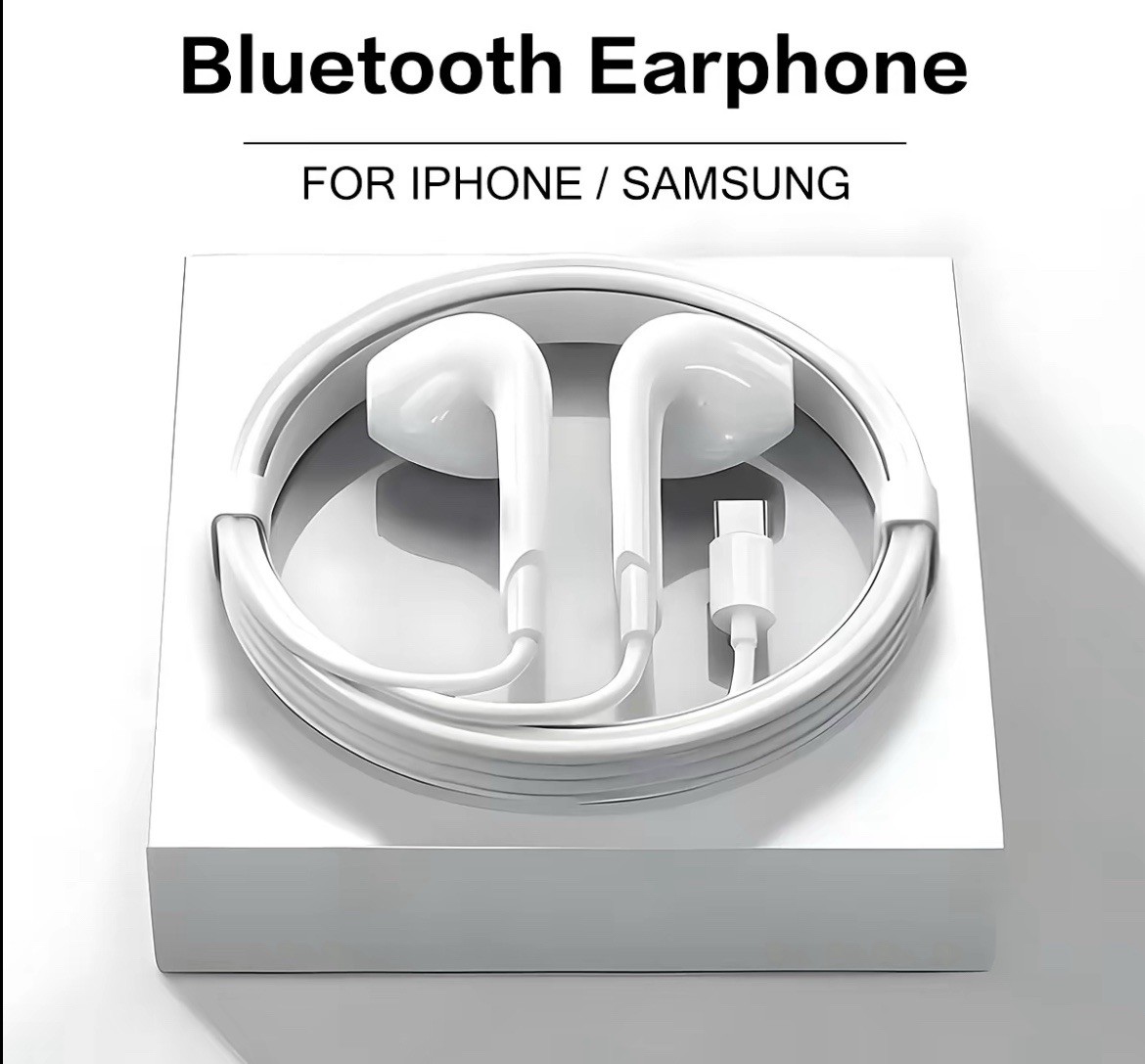 White USB-C Wired Earbuds with Built-In Mic Double Earpieces for IP 15 – 17