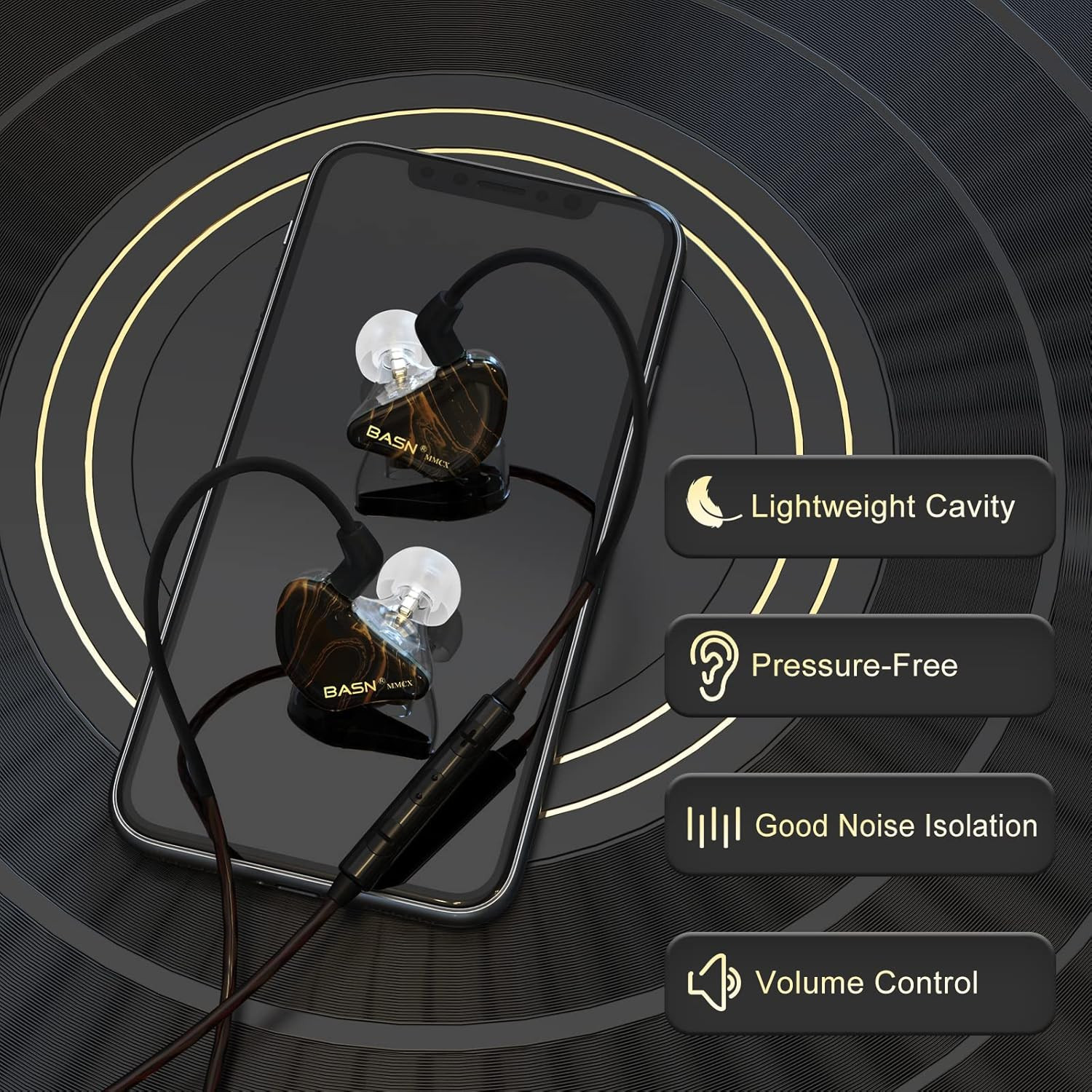 MMCX in Ear Monitor Headphones,Triple Driver IEM In-Ear Earphone for Musician Dr