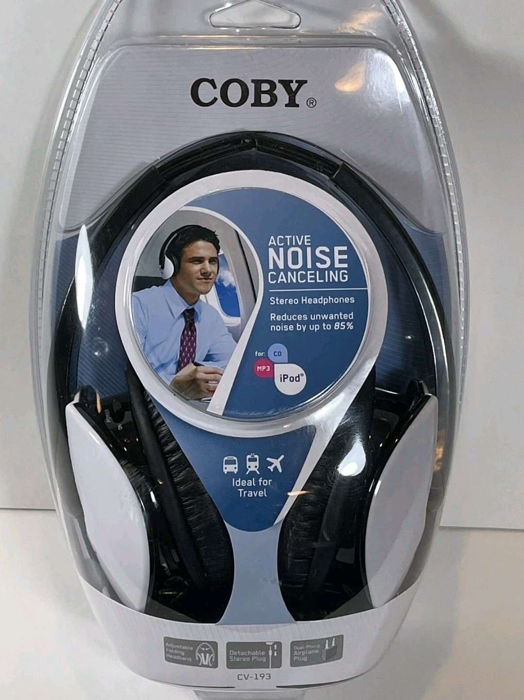 Coby Active Noise Canceling Stereo Headphone Ideal For Travel CV-193 Brand New