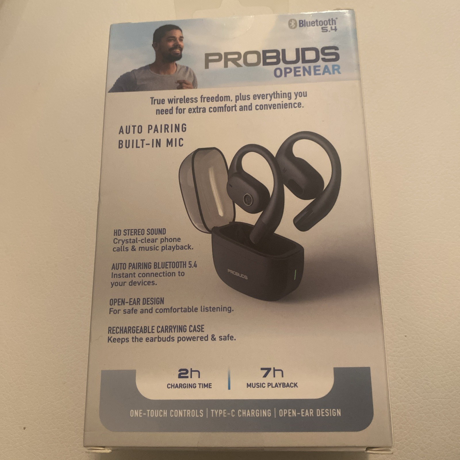 PROBUDS Open Ear Earbuds One Touch Controls 7hr Music Playback New!! Sealed!!!!!