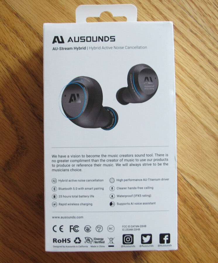 Ausounds AU-Stream Hybrid Bluetooth True Wireless Active Noise Cancelling Earbud