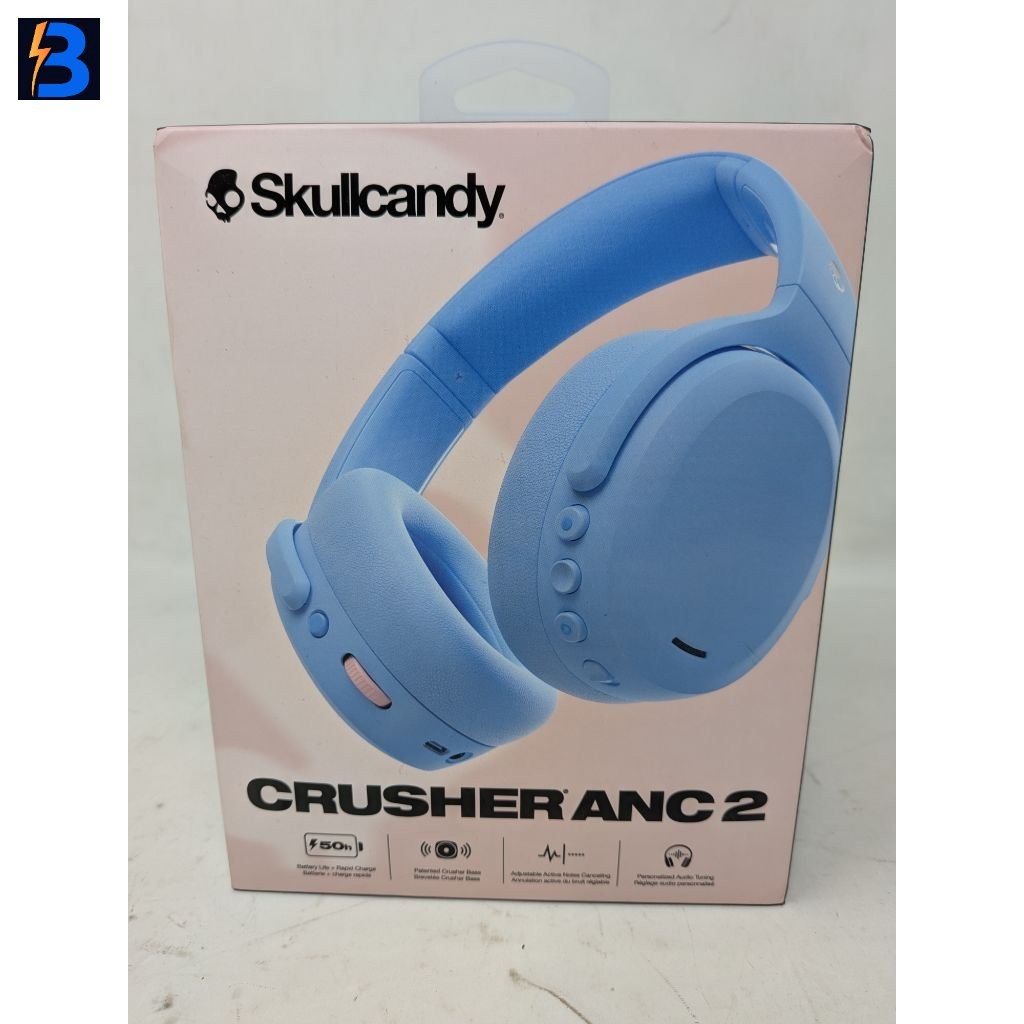 Skullcandy Crusher ANC 2 Over-Ear Bluetooth Headphones/Microphone – Preppy Blue