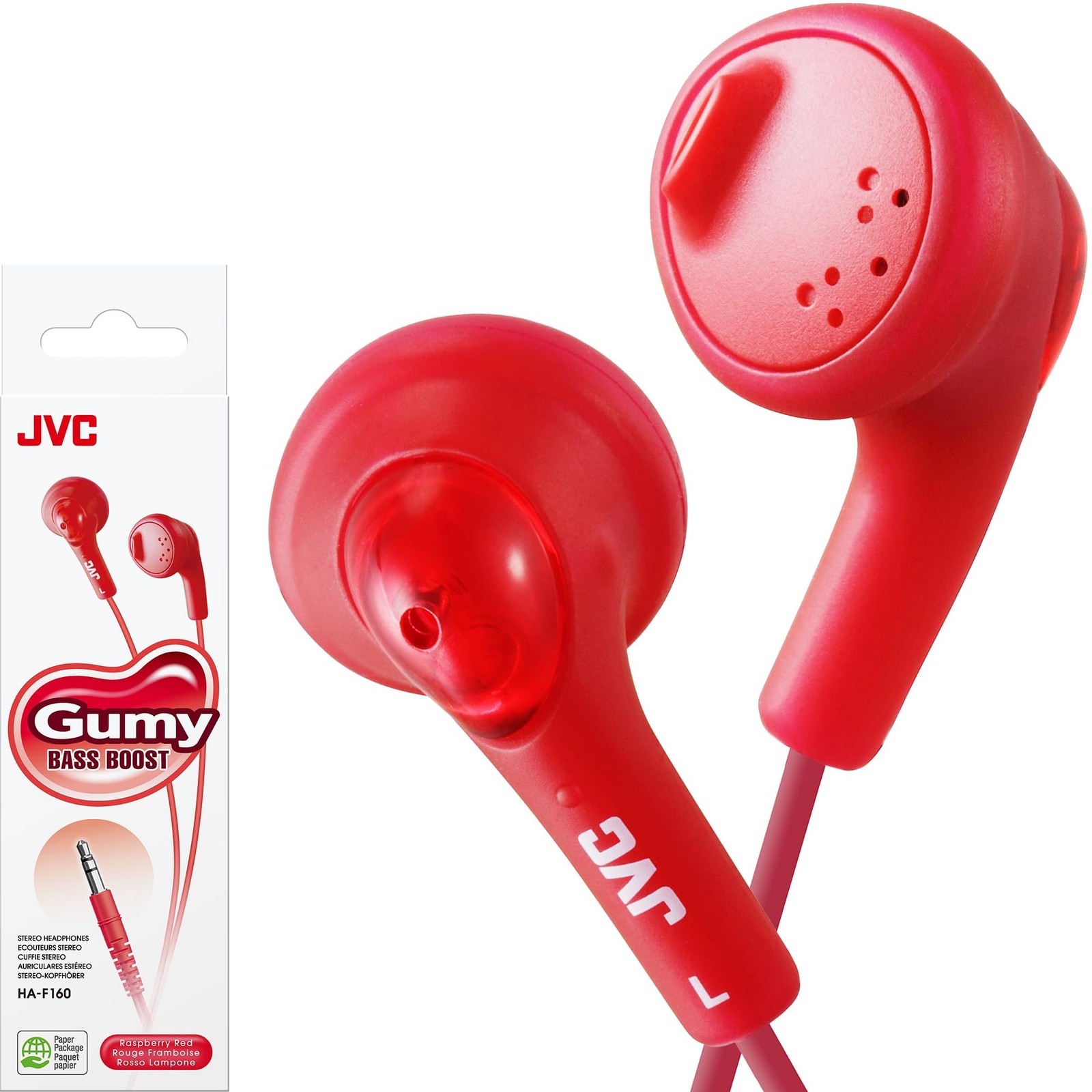 JVC HAF160R Gumy Ear Bud Headphone Red One Size,