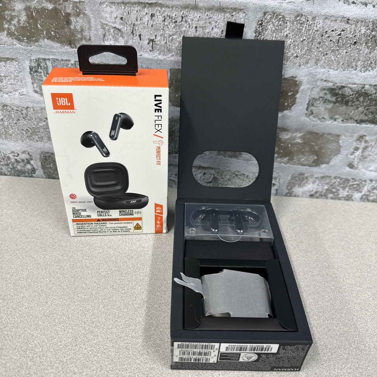 JBL Earbuds Headphones Live Flex Perfect Fit Ear Buds, Black-Open Box