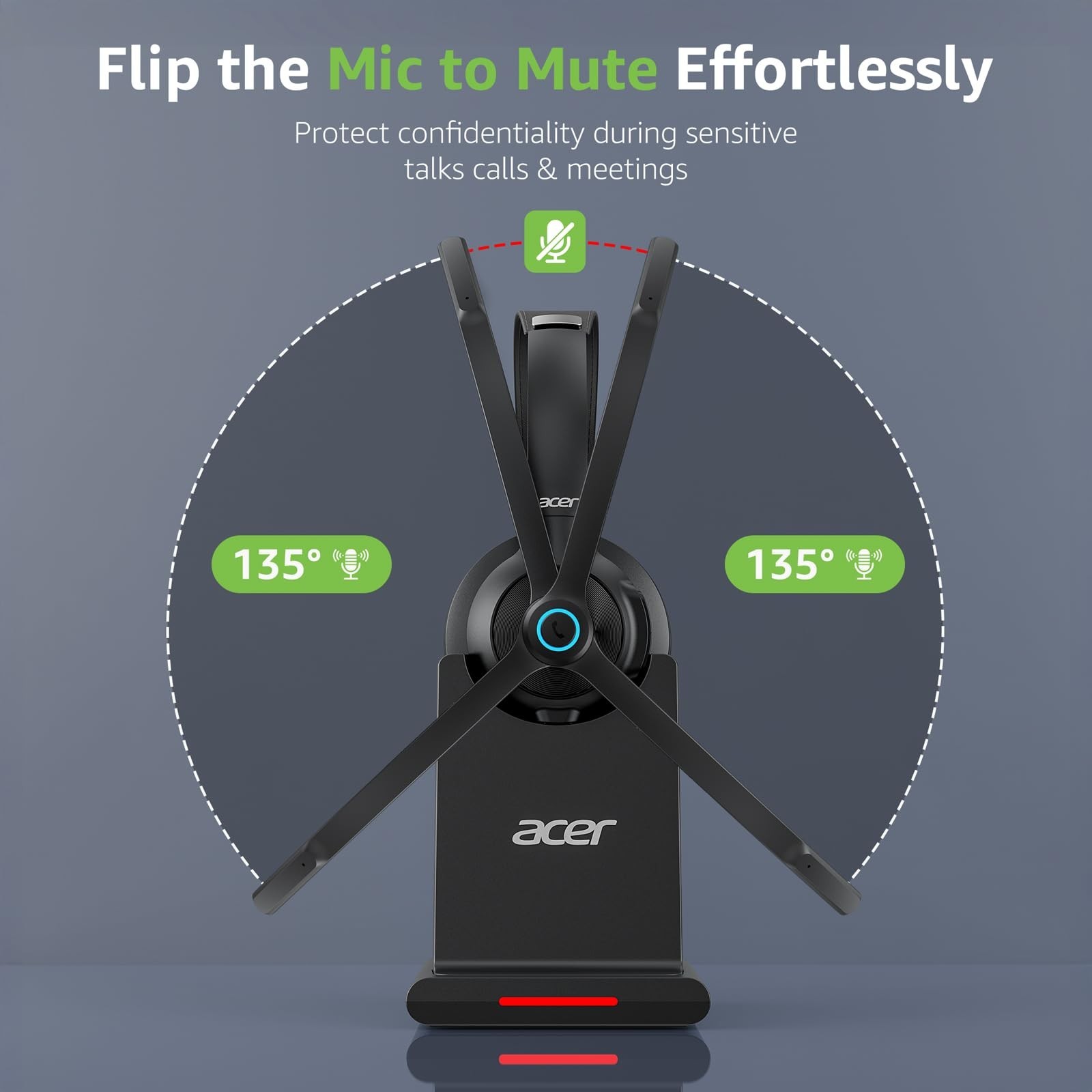 Acer HB02 Wireless Headset with Mic USB Dongle PC Cell Phone Tablet
