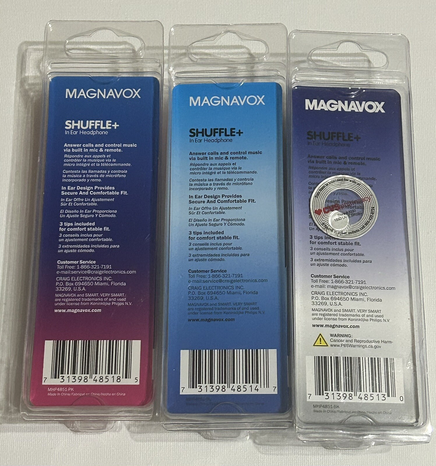 (3) Magnavox Earbuds Shuffle In Ear Headphone Clear Bass Earphones New