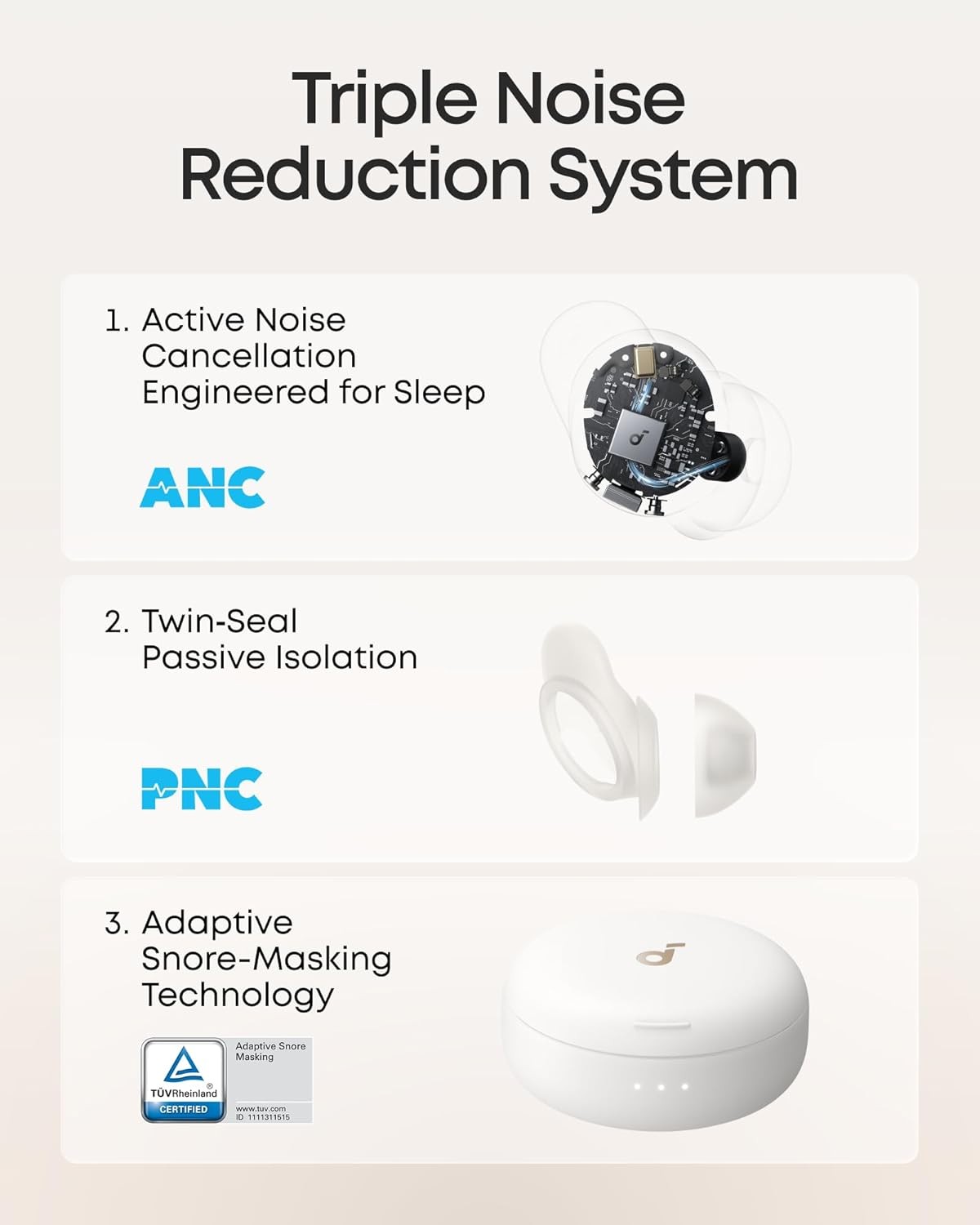 Soundcore Sleep A30 Special by Anker, Sleep Earbuds, ANC, Passive Isolation