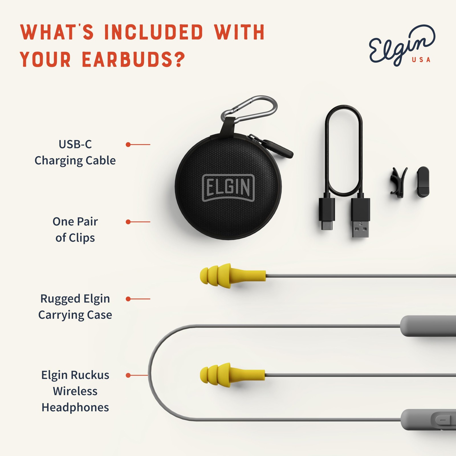 Elgin Ruckus Wireless Bluetooth Earplug Headphones, Noise Canceling Mic | 25 …