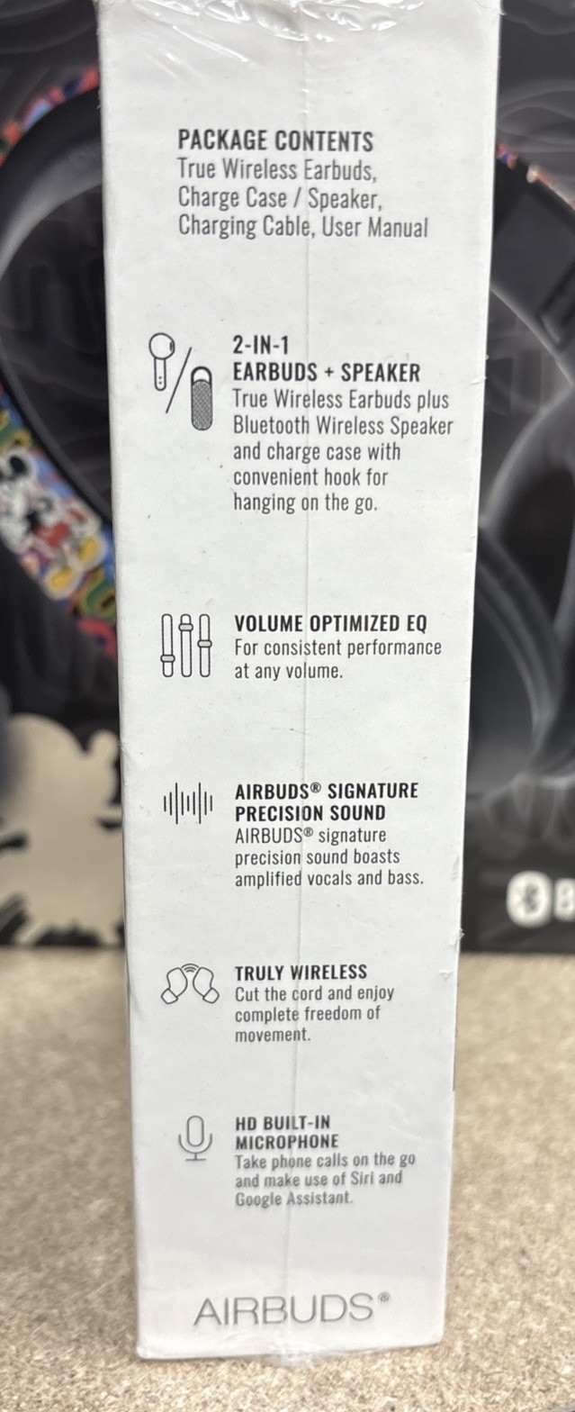 air DUO Airbuds – 2 In 1 Speaker & Wireless Earbuds. Black.