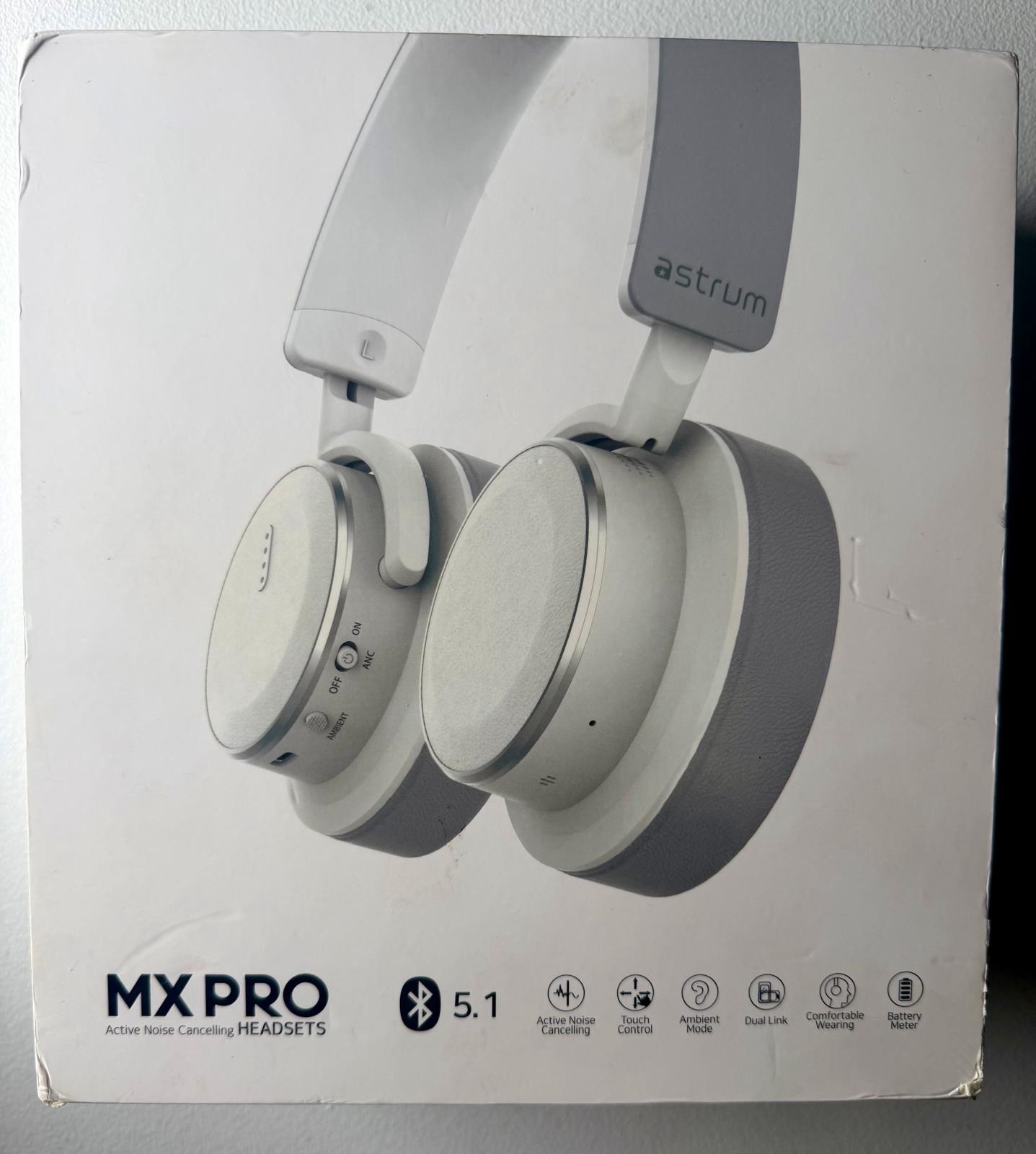 Astrum MX PRO Bluetooth 5.1 Headphones White Open Box New Unused