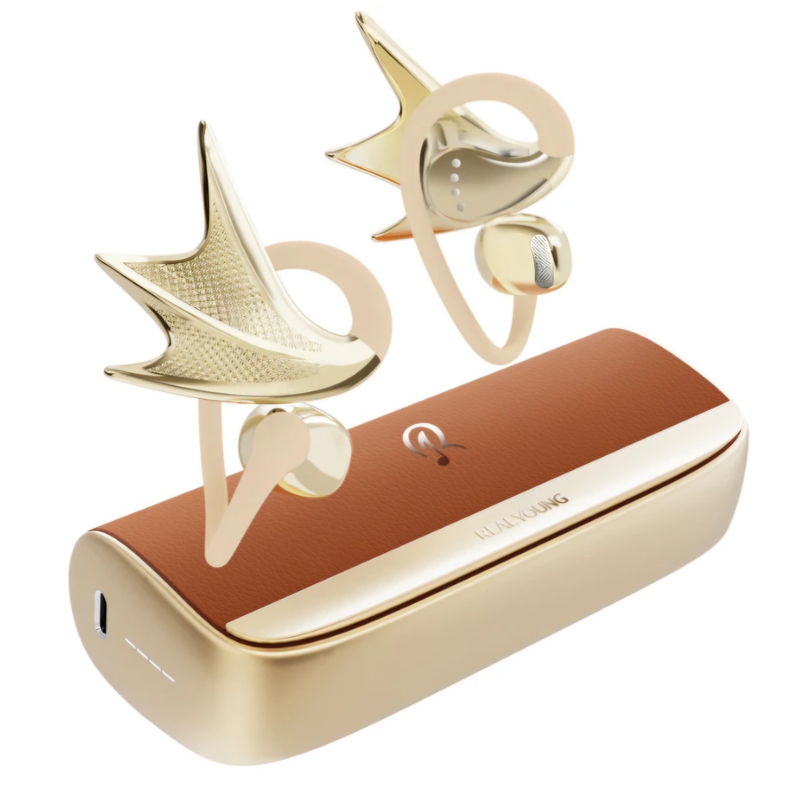 REAL YOUNG H700 Elegant Jewelry-Inspired Open-Ear Earbuds for Women Dragon Wing