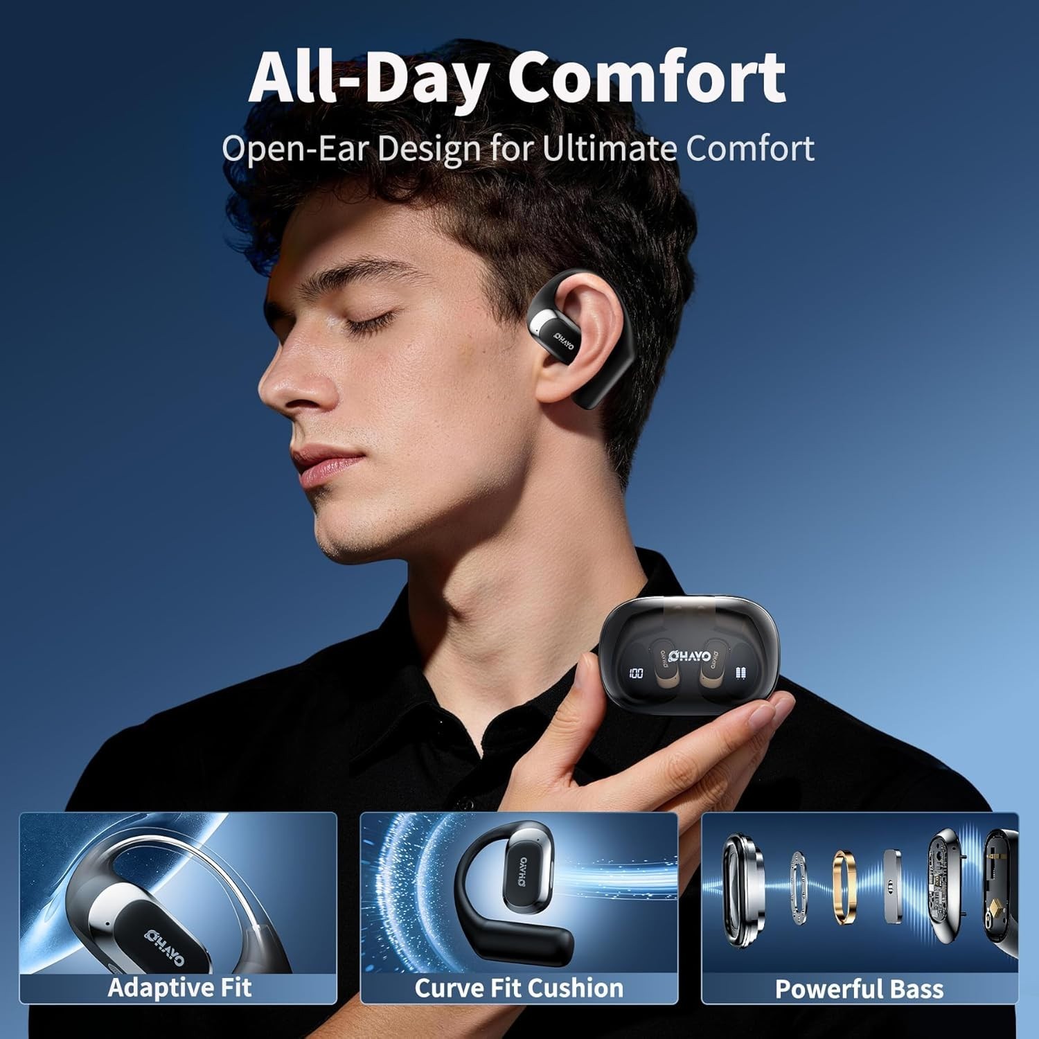 Open Ear Headphones,Over Ear Earbuds with Ergonomic Earhook,Bluetooth Headpho…