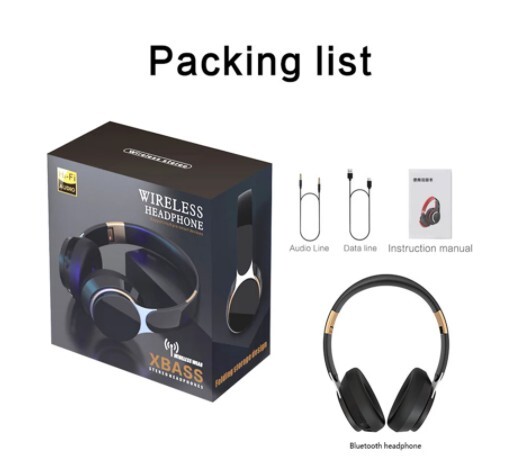 Wireless Headphone Bluetooth Over Ear Foldable Stereo Headsets XBASS (Black)
