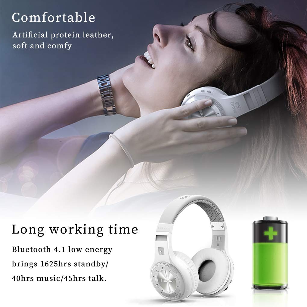 Bluetooth 5.0 Headphones Over Ear, Wireless and Wired Bluetooth On-Ear Stereo…