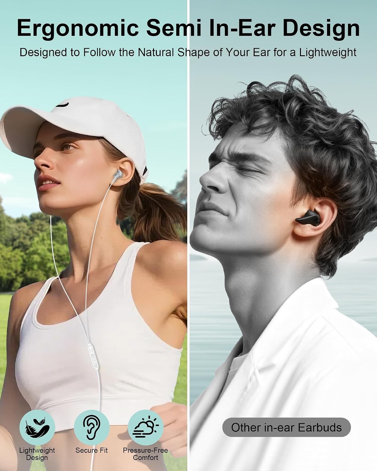 USB C Wired Ear Buds Earbuds for iPhone 17e 16 15 Pro Max 17 Air 16e White