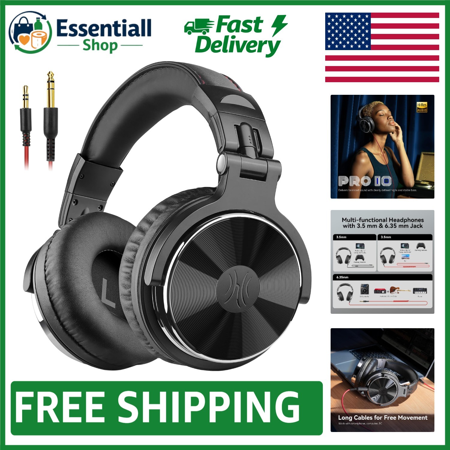 Versatile DJ Headphones with Adjustable Headband & Sound Isolation Features