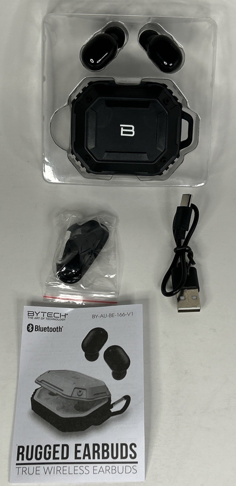 BYTECH RUGGED TRUEWIRELESS EARBUDS IPX4-Black-Works With Siri&Google Assistant