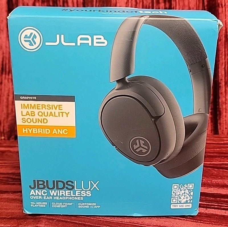 JLab JBuds Lux Active Noise Cancellation Bluetooth over-ear Headphones Graphite