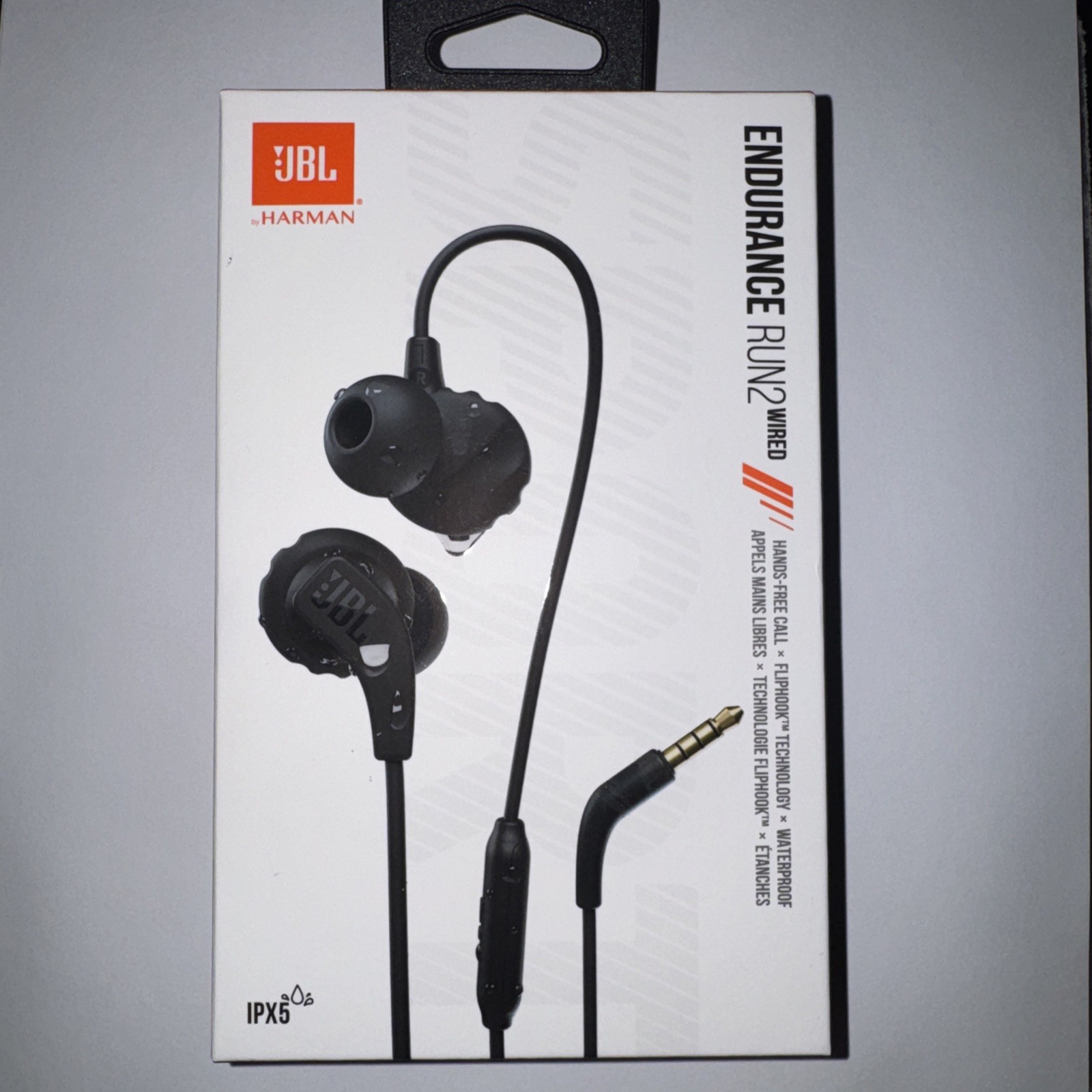 JBL Endurance Run Wired In-Ear Headphones Sport Waterproof Black Hans Free Call