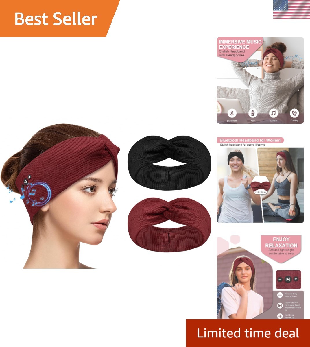 Wireless Bluetooth Headband Headphones for Women – Perfect for Workouts & Travel