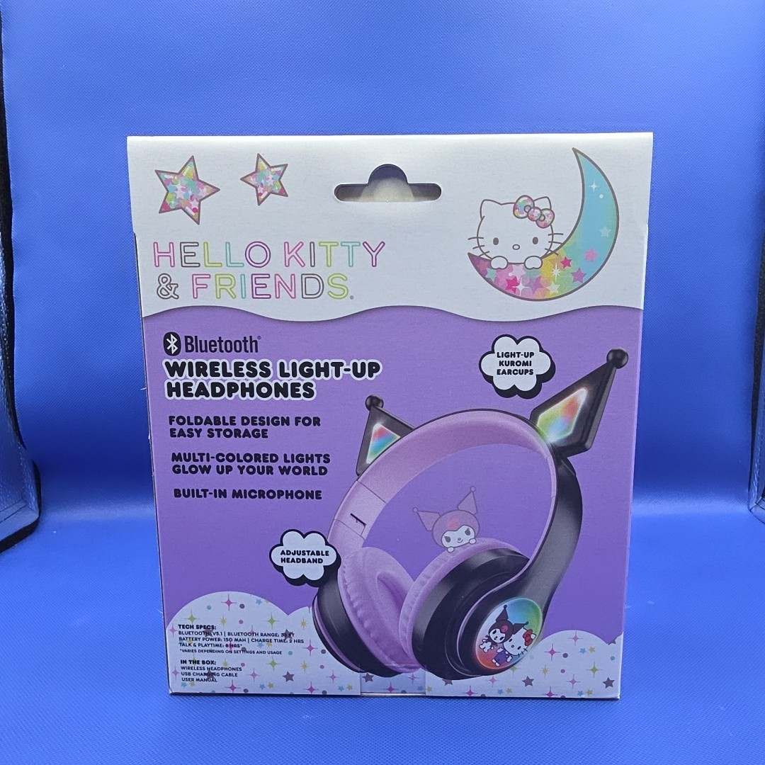 Hello Kitty and Friends KUROMI Wireless Light Up Headphones Bluetooth w/Mic NEW