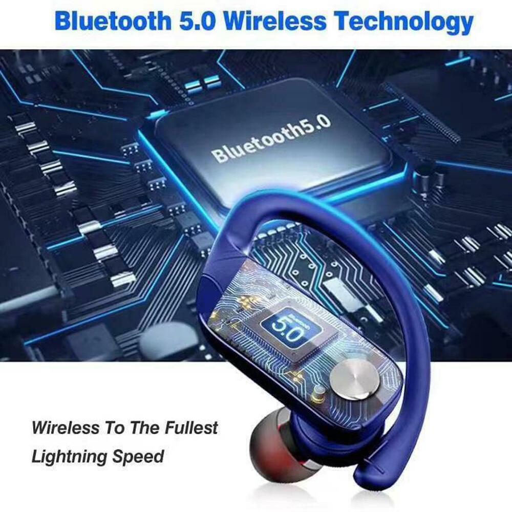 Bluetooth 5.0 Wireless Earbuds Mic Earphone Ear-hook Sport Waterproof Headphones