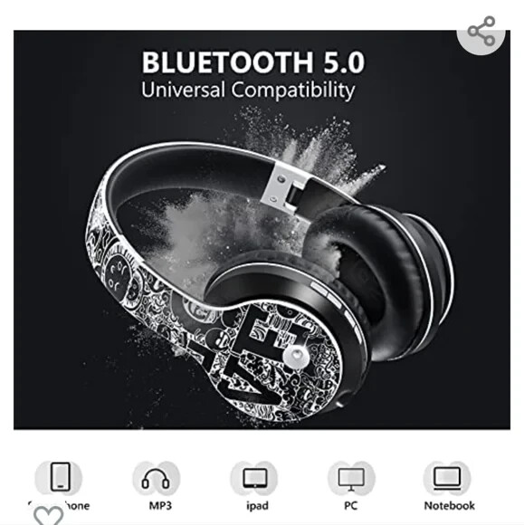 🔥🔥OUTAD Wireless Headphones Bluetooth V5.0 Foldable Design, (Black) 🔥🔥
