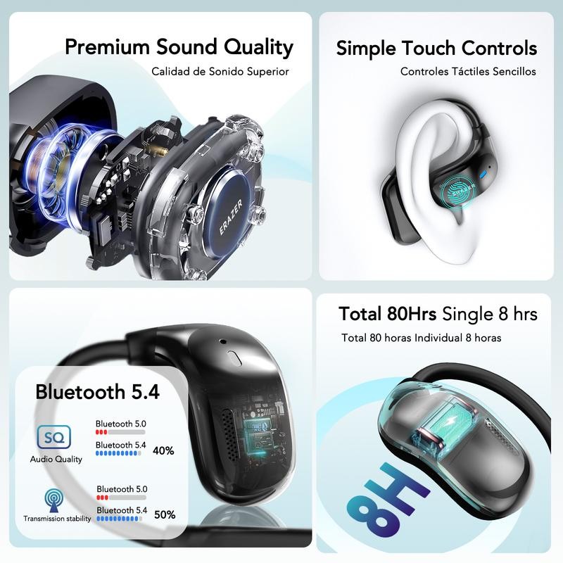 ERAZER XF23 Wireless Earbud Bluetooth Headset AI Translator Headphone LED Screen