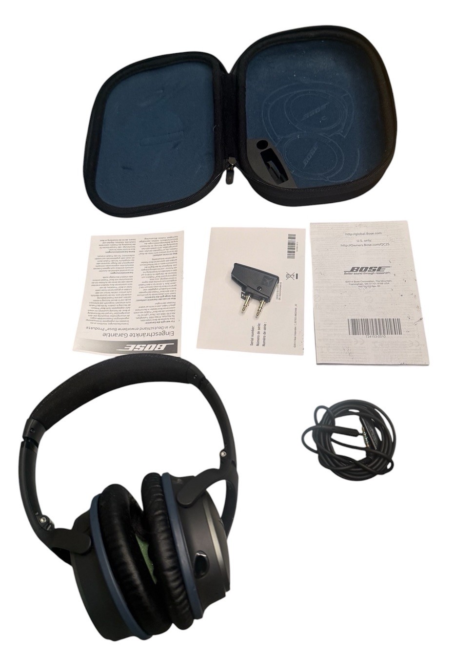 Bose QuietComfort 25 Acoustic Noise Cancelling Headphones Black with Case (A)