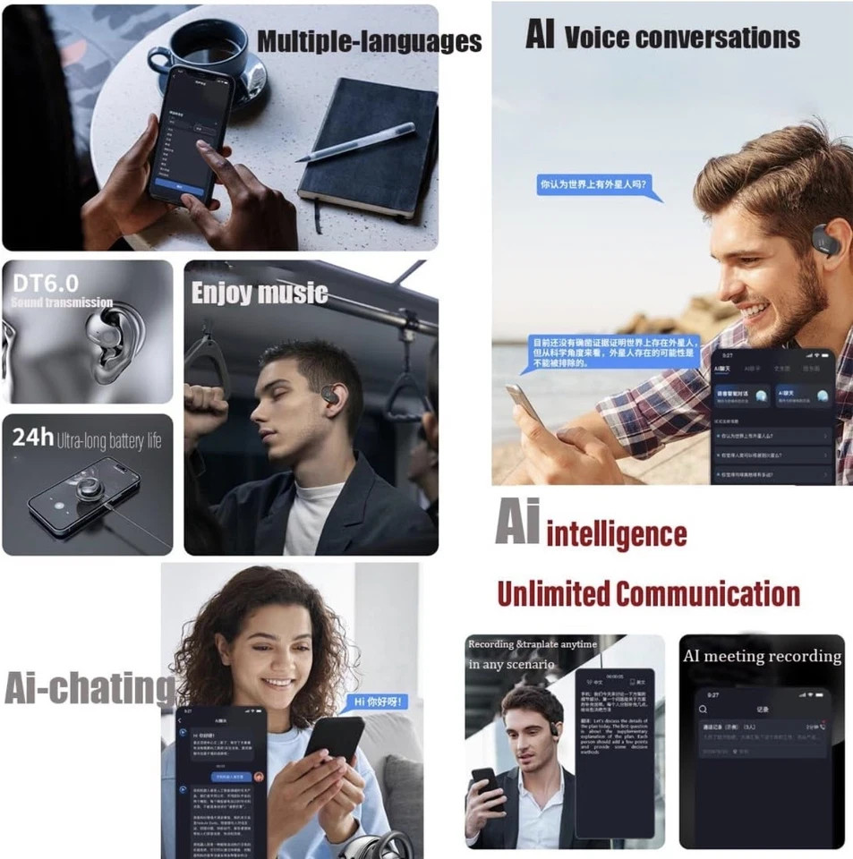 Hyundai HY-T26 Pro Ai Translating, Bluetooth 5.4, OWS Wireless Headphones, Black