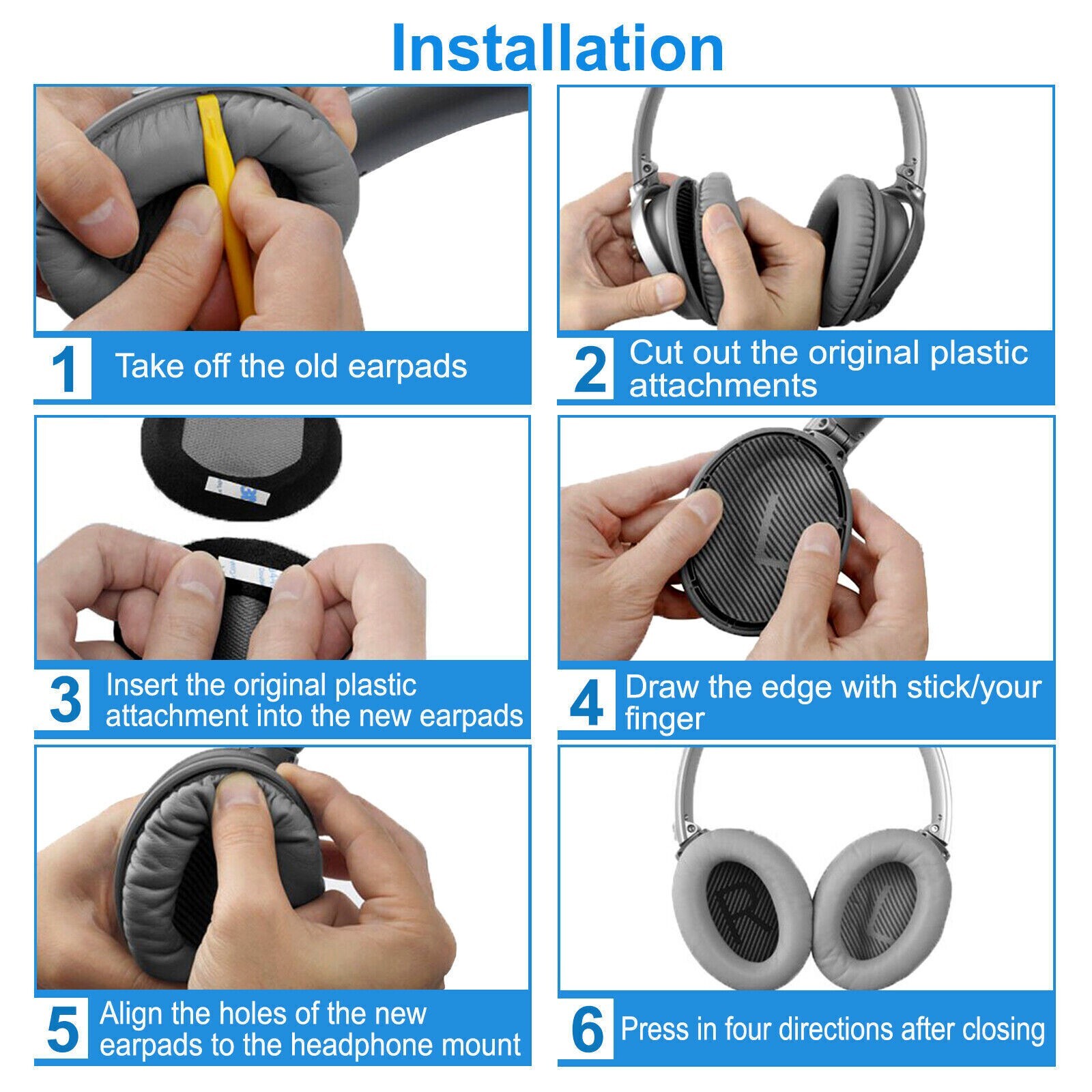 Replacement Ear Pads Cushions for Bose QuietComfort 35 QC35 II QC25 QC15 AE2