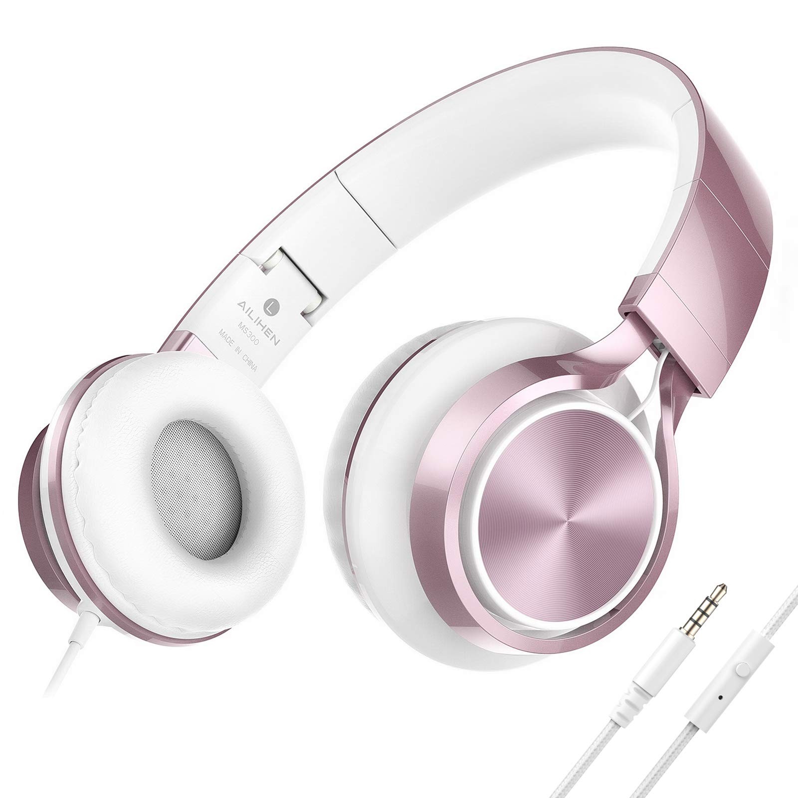 Wired Headphones with Mic, Girls Headphones for School, On-Ear Headsets for C…
