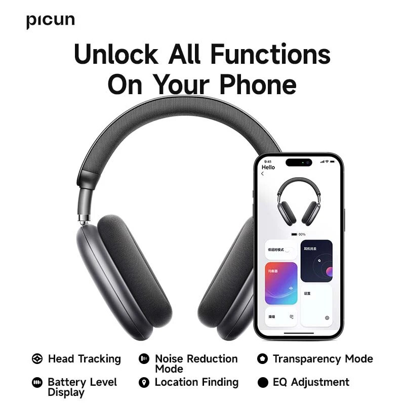 Picun F8 Pro ANC Headphones-3D Spatial Audio, Head Tracking, ENC Mic Low Latency
