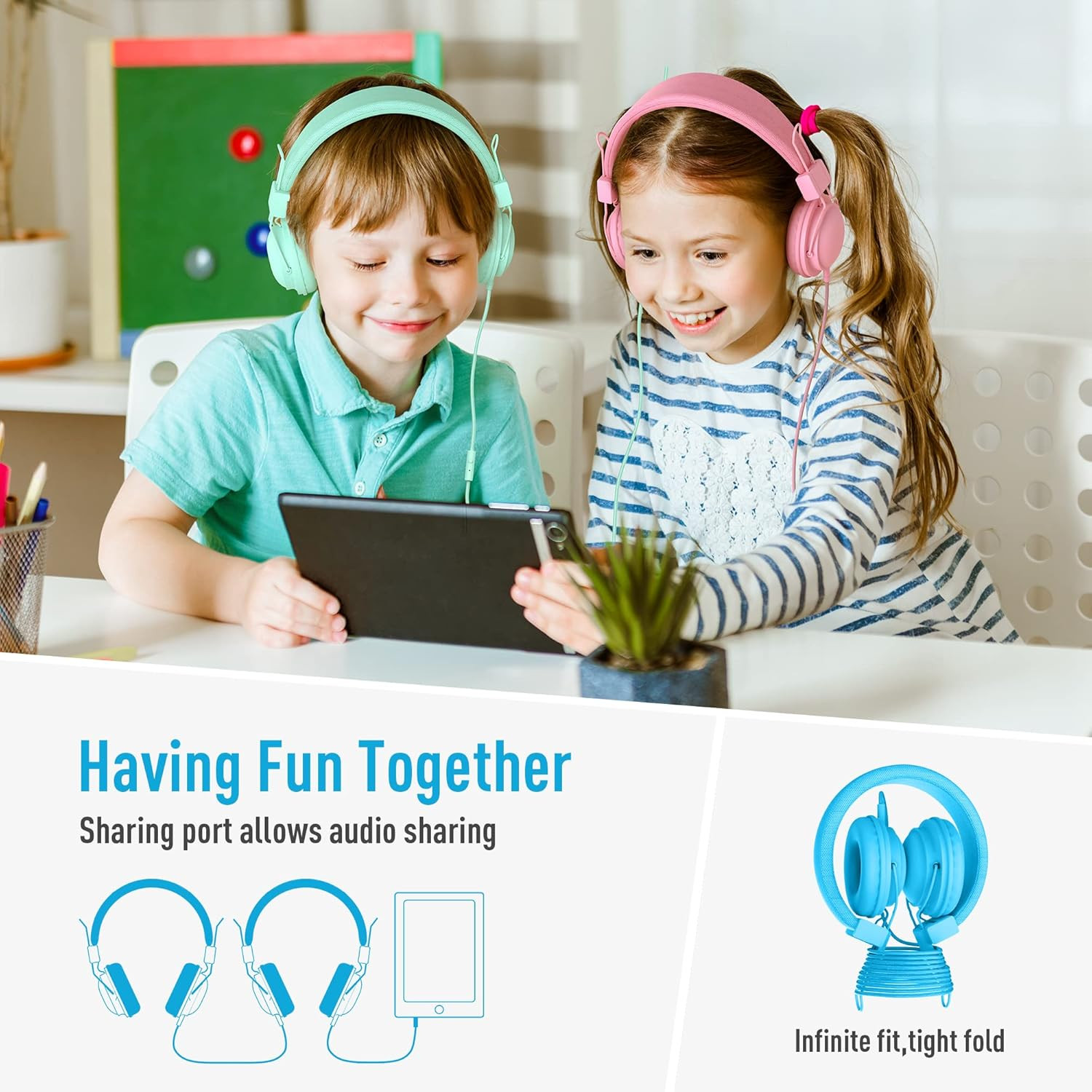 Classroom Headphones Kids 10-Pack for School Student K-12, On-Ear Premium Bulk W