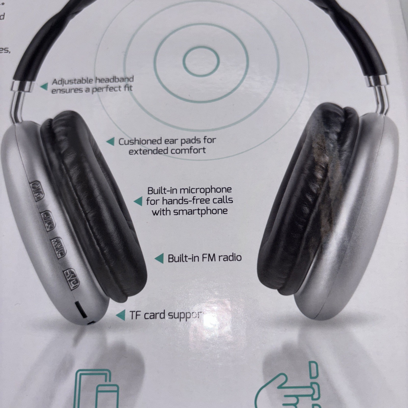NEW Nizoni Wireless Headphones, Slim Style w/ built in radio, TF card slot