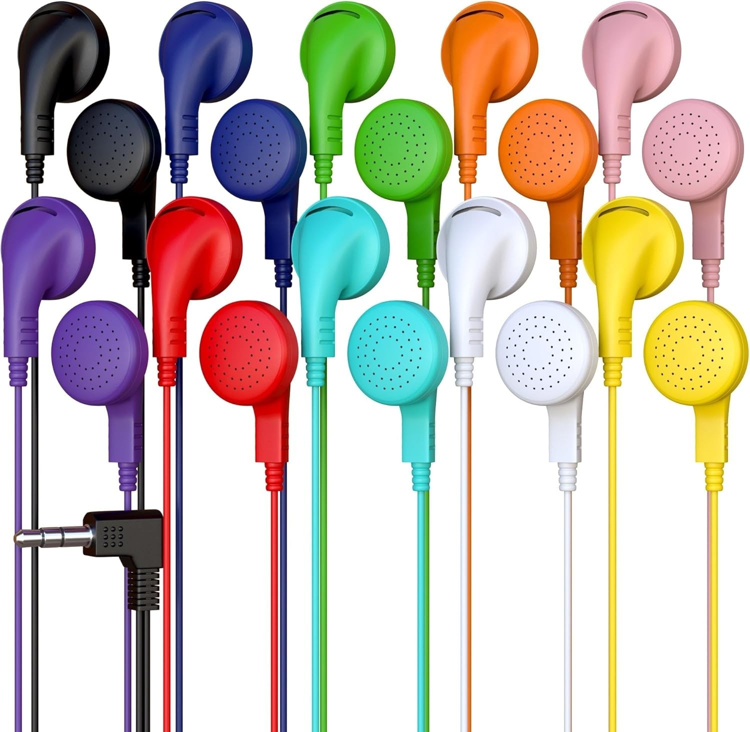 10 Pack Wired Earphones In-Ear Earbud Headphones 3.5mm Jack 4ft Mix Colors NEW