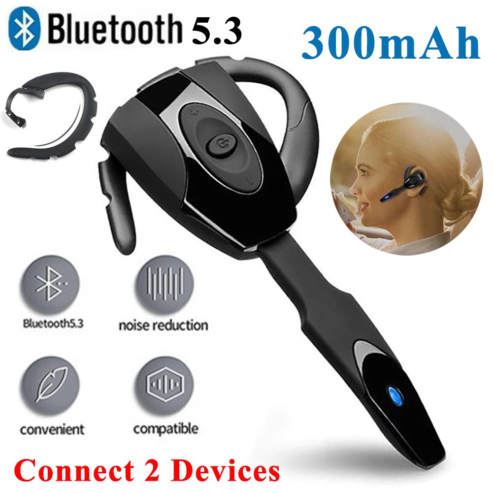 Trucker Bluetooth Headset Wireless Dual Mic Noise Cancelling Earpiece Earbuds