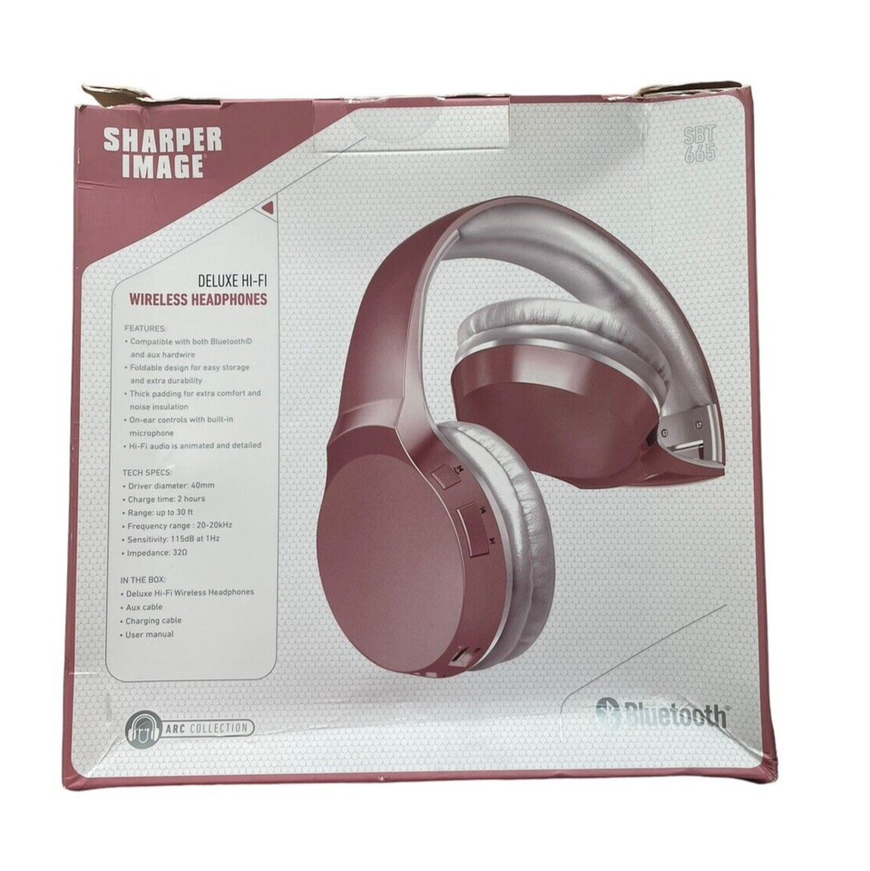 Sharper Image Deluxe Hi-Fi Wireless Headphones – SBT665 – Pink