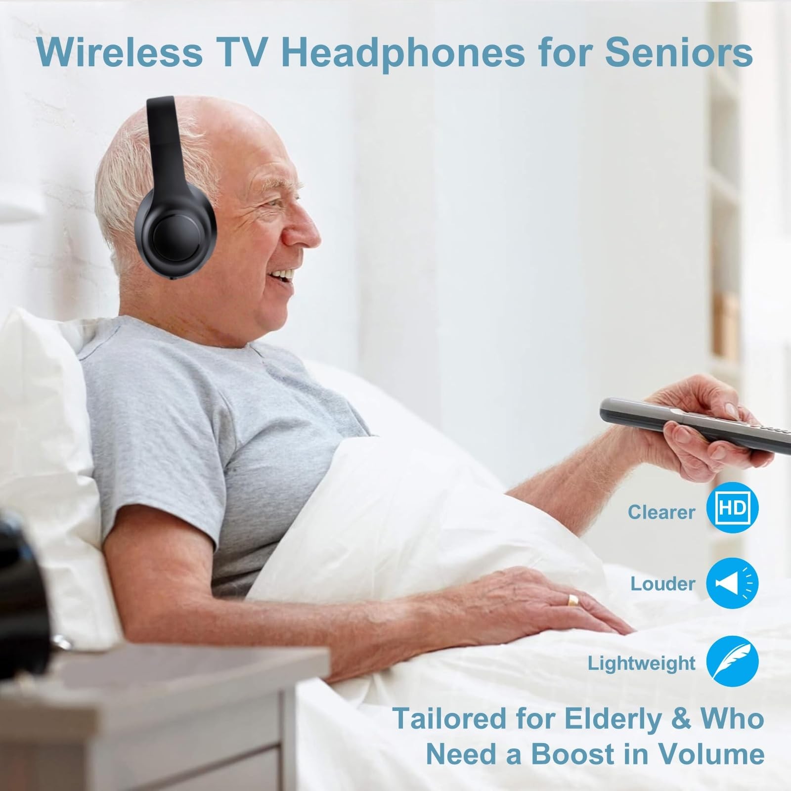 Wireless Over-Ear TV Headphones for Seniors with ANC, Bluetooth 5.3 & 3-in-1 …