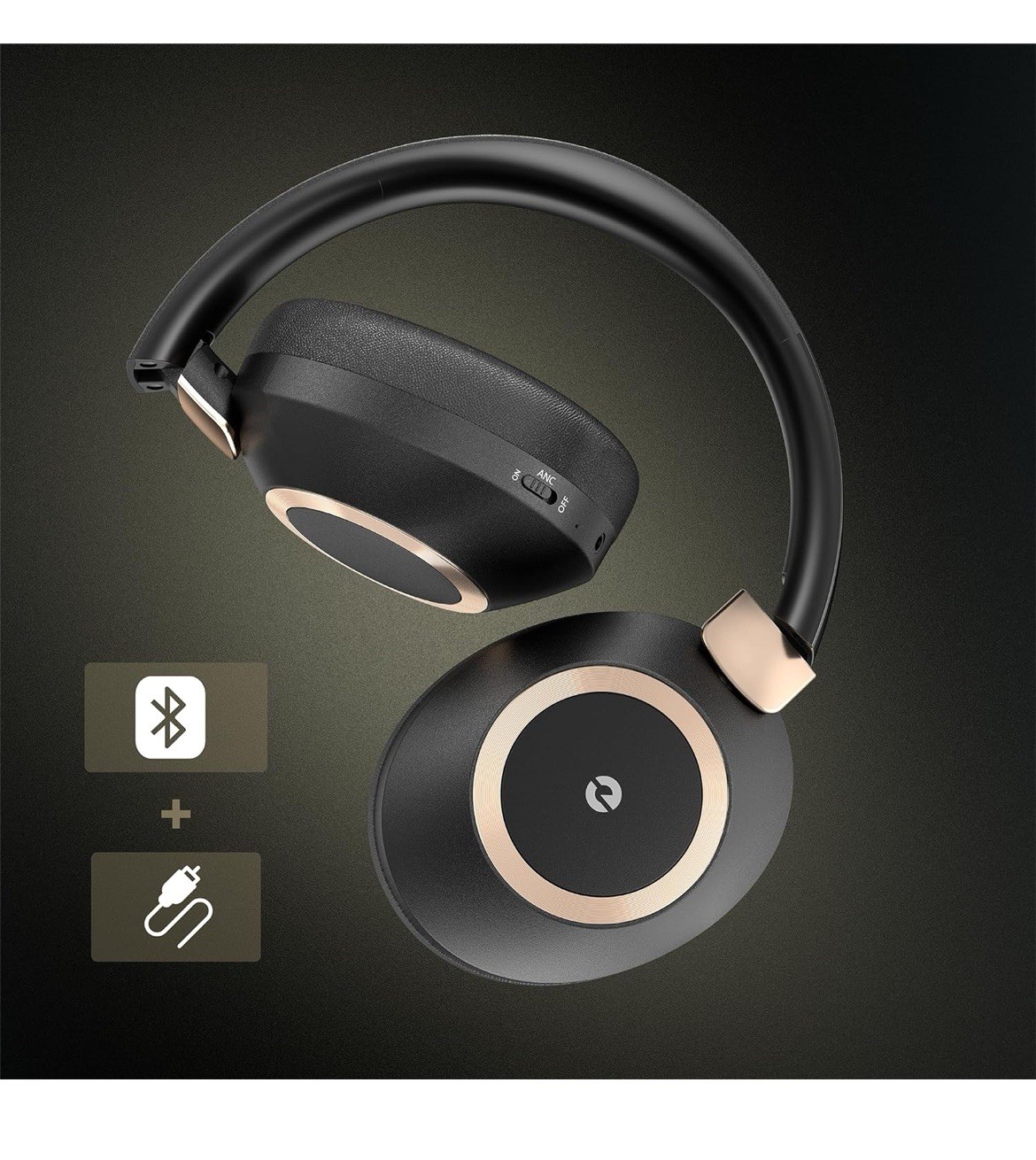 Active Noise Cancelling Headphones, 100H Playtime Headphones Wireless Bluetooth,