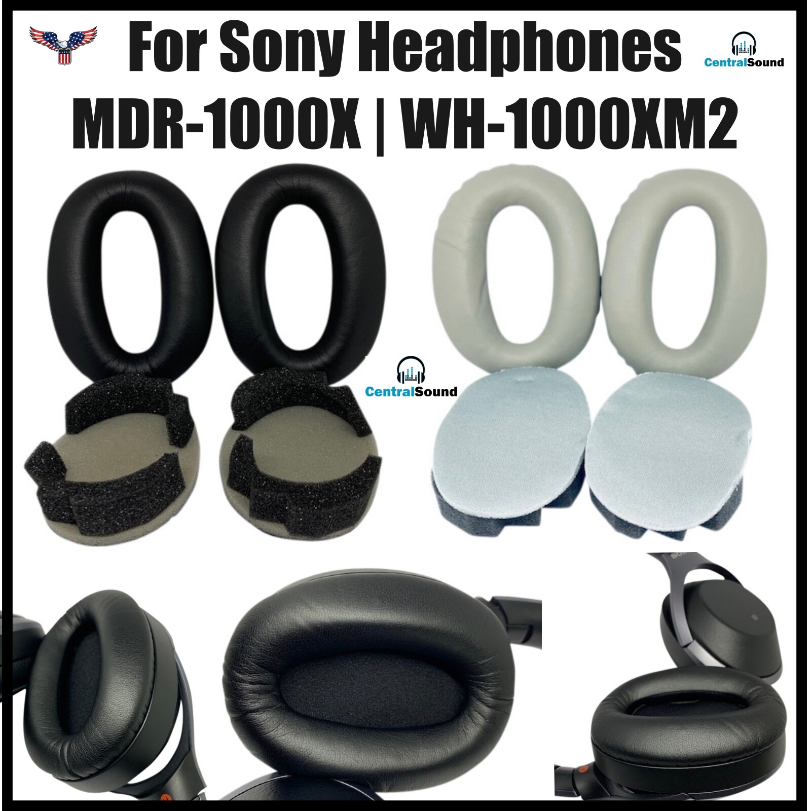 Ear Pad Cushion Parts Pair/Set for Sony WH-1000XM2 MDR-1000X Wireless Headphones