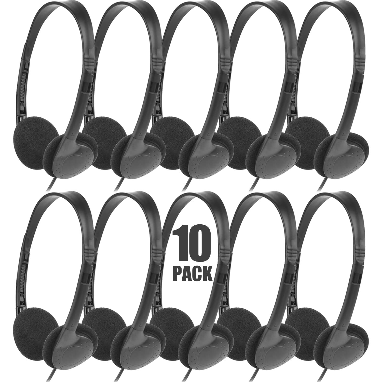 Classroom Headphones Bulk 10 Pack for School, Wholesale Class Set Durable Ear…