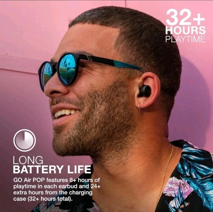 New JLab GO POP+ True Wireless Bluetooth Earbuds Black EBGAIRPOPRBLK124